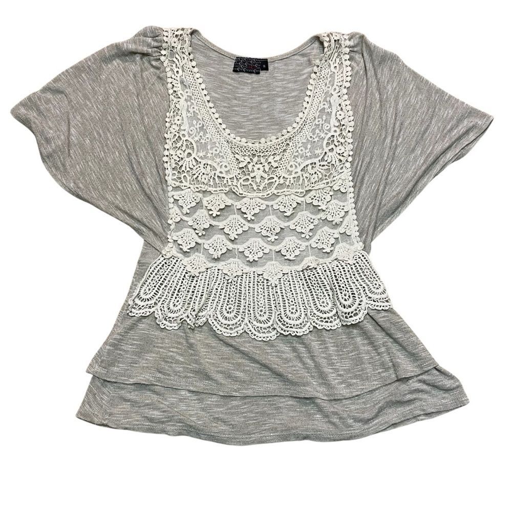 Moa Moa Ivory/Beige Crocheted Lace Top Lightweight Women’s Size Medium - Picture 3 of 11